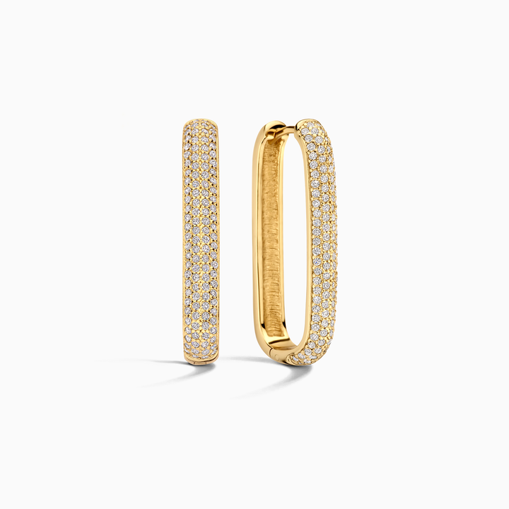 Boucles d'oreilles en forme de pavé avec grande icône | Or 16k
