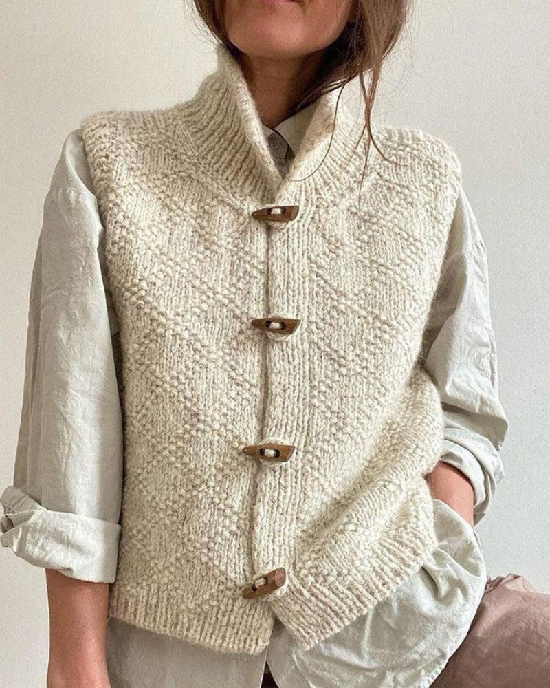 STACIE - GILET CHIC SANS MANCHES EN MAILLE