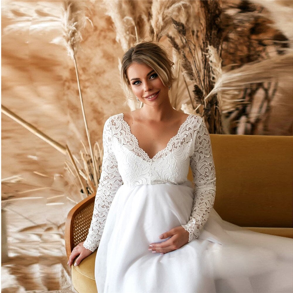 Ilaria - Robe longue de grossesse en dentelle