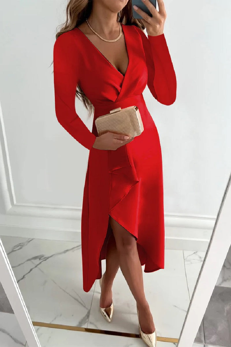 Shannon - Élégant robe plissée unie