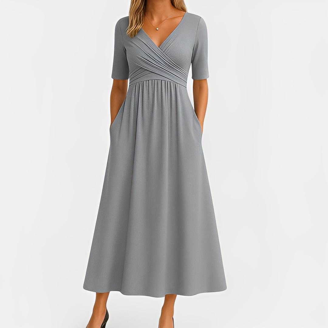 Maïka - Robe élégante à col en V pour femmes