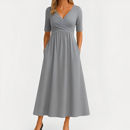 Maïka - Robe élégante à col en V pour femmes