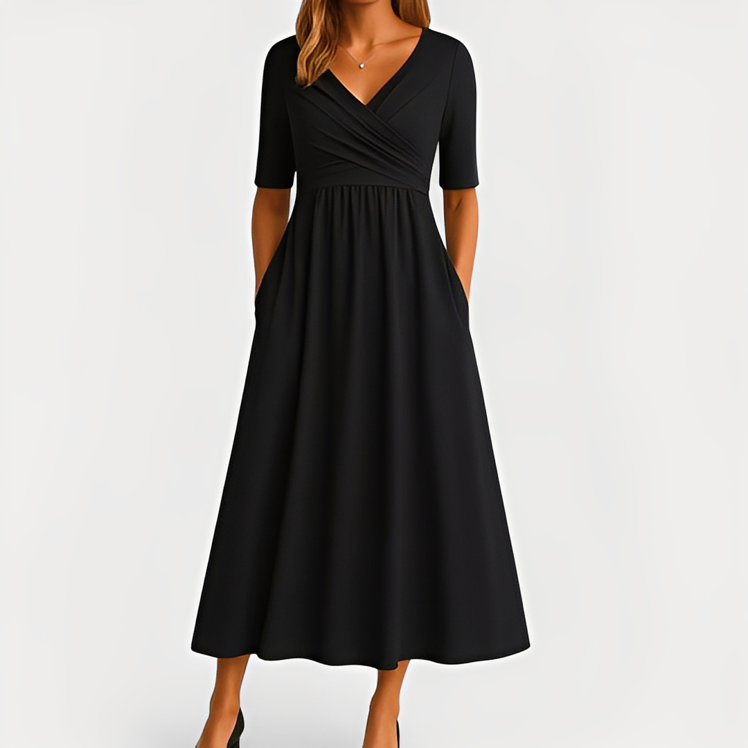 Maïka - Robe élégante à col en V pour femmes