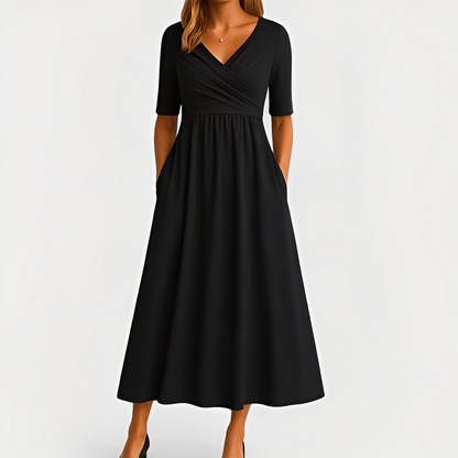 Maïka - Robe élégante à col en V pour femmes