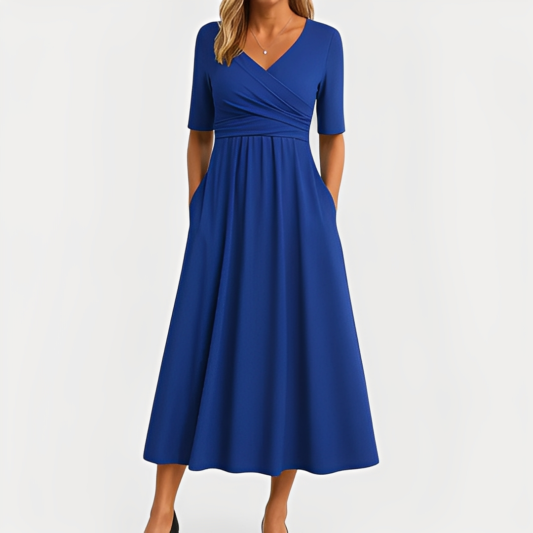 Maïka - Robe élégante à col en V pour femmes