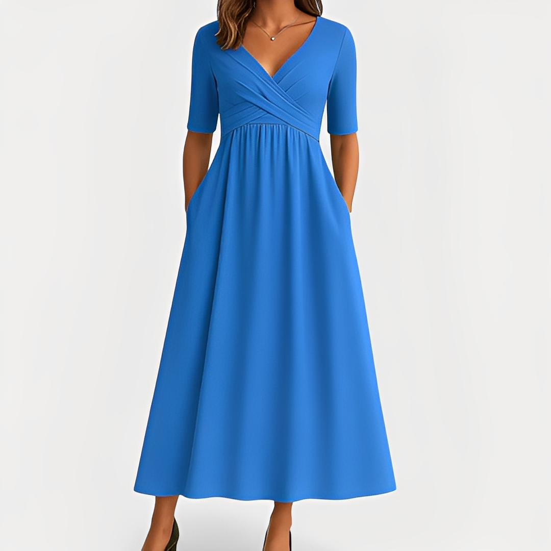 Maïka - Robe élégante à col en V pour femmes