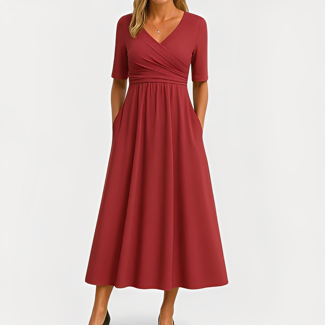 Maïka - Robe élégante à col en V pour femmes