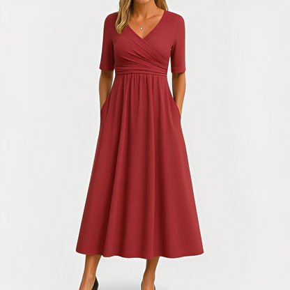 Maïka - Robe élégante à col en V pour femmes