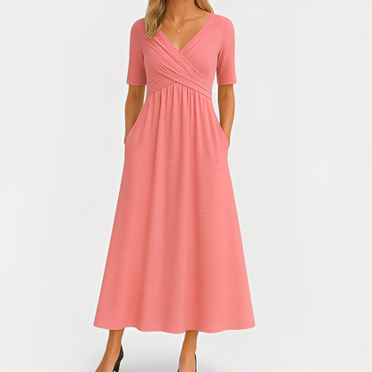 Maïka - Robe élégante à col en V pour femmes