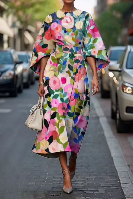 Celeste - Robe Midi Florale Élégante