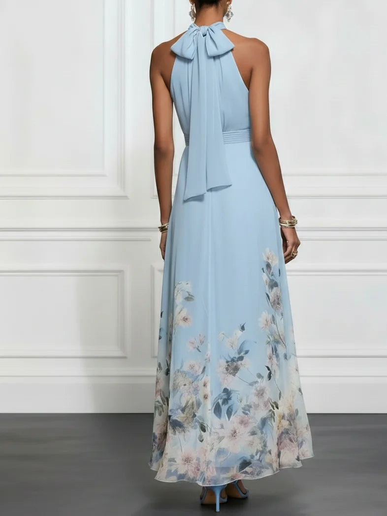 Rosalyn | Robe Maxi Chiffon à Fleurs Bleues