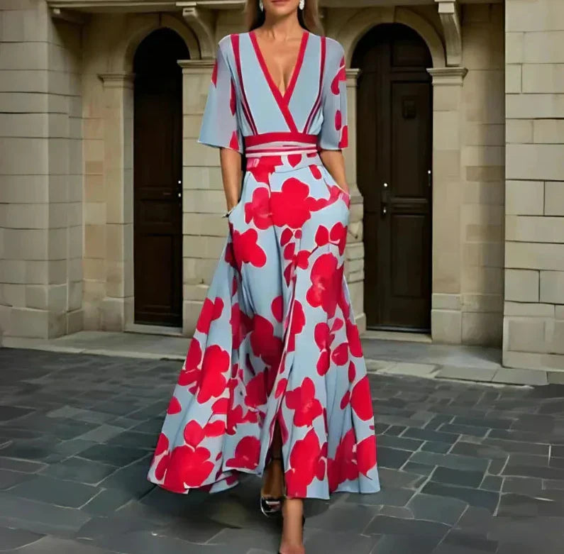 Joanna | Robe Élégante Enveloppante en Pétales