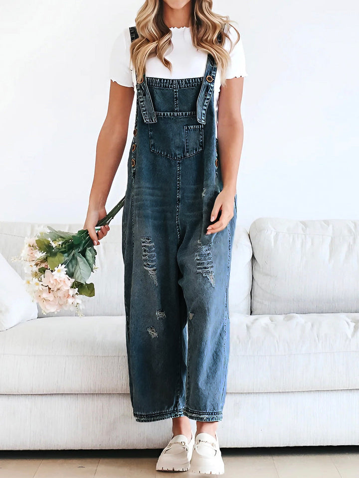 ELESSA – SALOPETTE EN DENIM À COUPE LOOSE EN LOOK USÉ