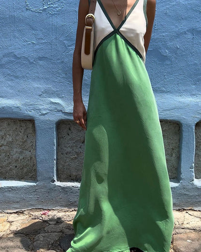 Robe Maxi à Contraste Audacieux de Luna