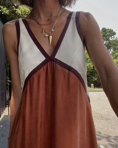 Robe Maxi à Contraste Audacieux de Luna