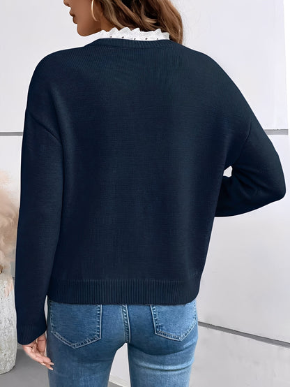 Celine™ | Pull en Tricot Chic avec Col en Dentelle Élégant