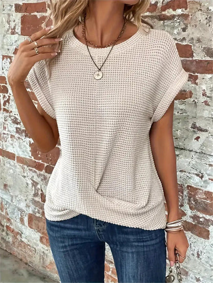 Tegan – T-shirt décontracté en tricot gaufré