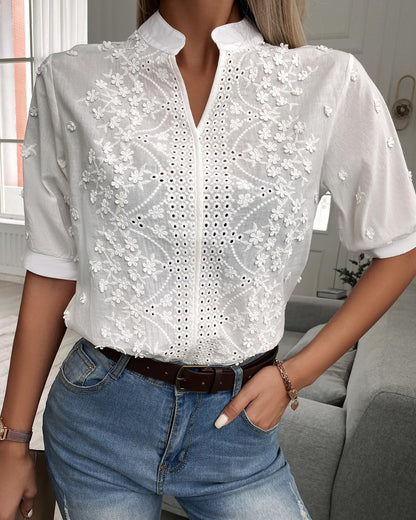 Enid | Blouse à Boutons Brodée