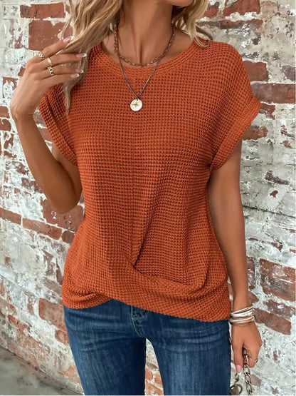 Tegan – T-shirt décontracté en tricot gaufré