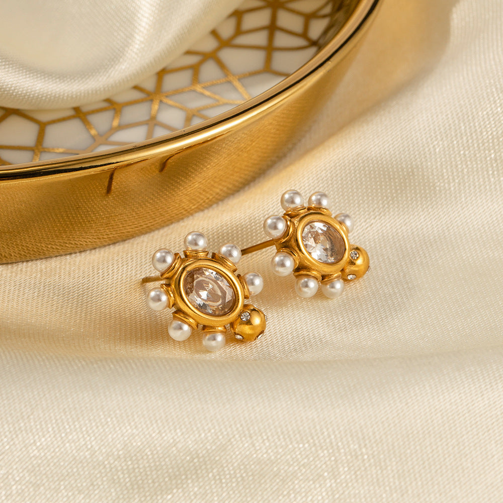 Boucles d'oreilles en perles dorées sophistiquées