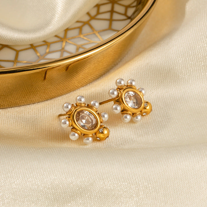 Boucles d'oreilles en perles dorées sophistiquées