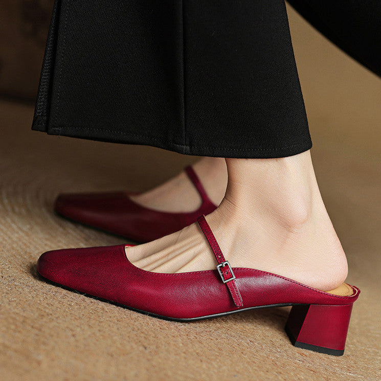 Alicia – Mules en Cuir Naturel