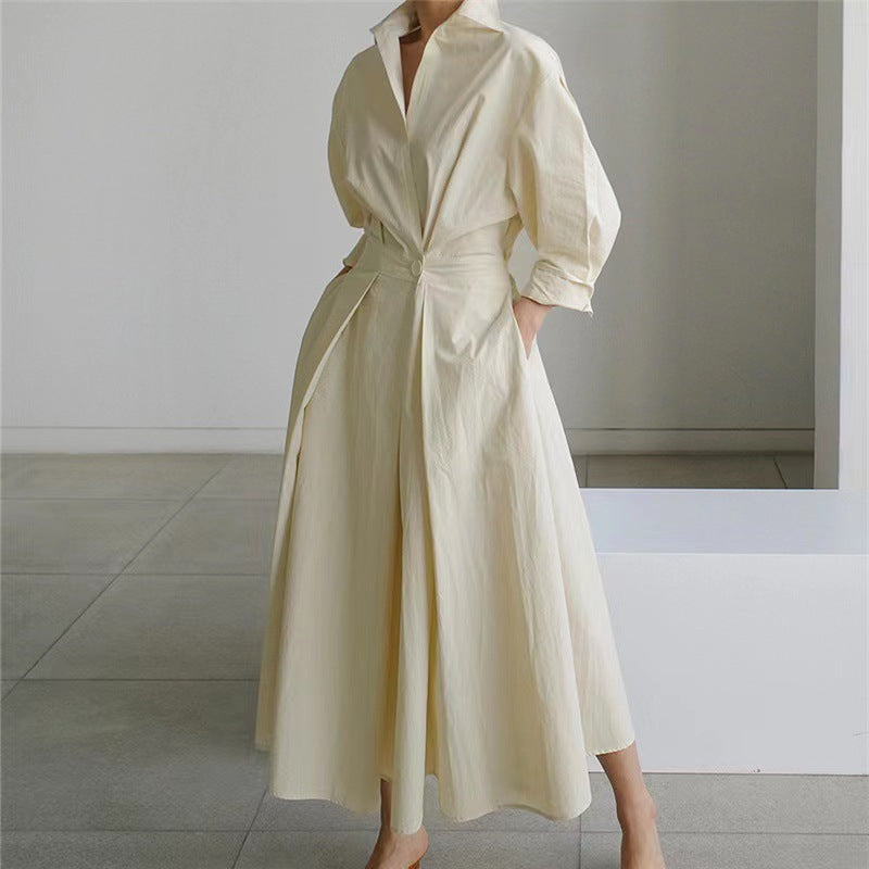 Robe Longue Portefeuille Élégante à Col - Chic et Intemporel