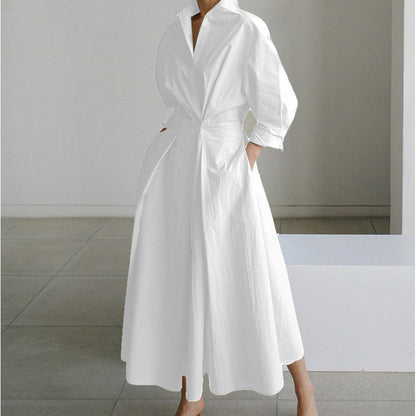 Robe Longue Portefeuille Élégante à Col - Chic et Intemporel