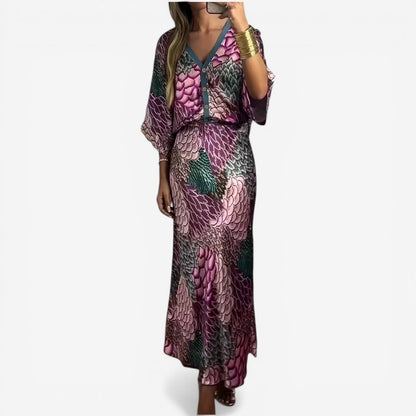Robe Midi Fluide à Motifs - Élégance Intemporelle