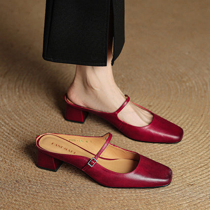 Alicia – Mules en Cuir Naturel