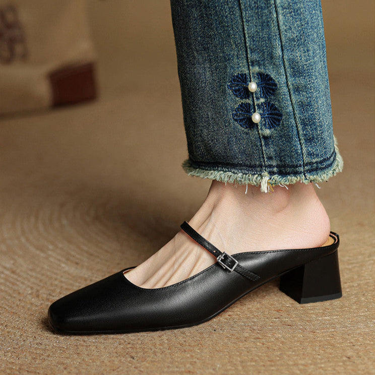 Alicia – Mules en Cuir Naturel