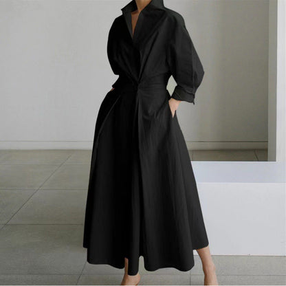 Robe Longue Portefeuille Élégante à Col - Chic et Intemporel