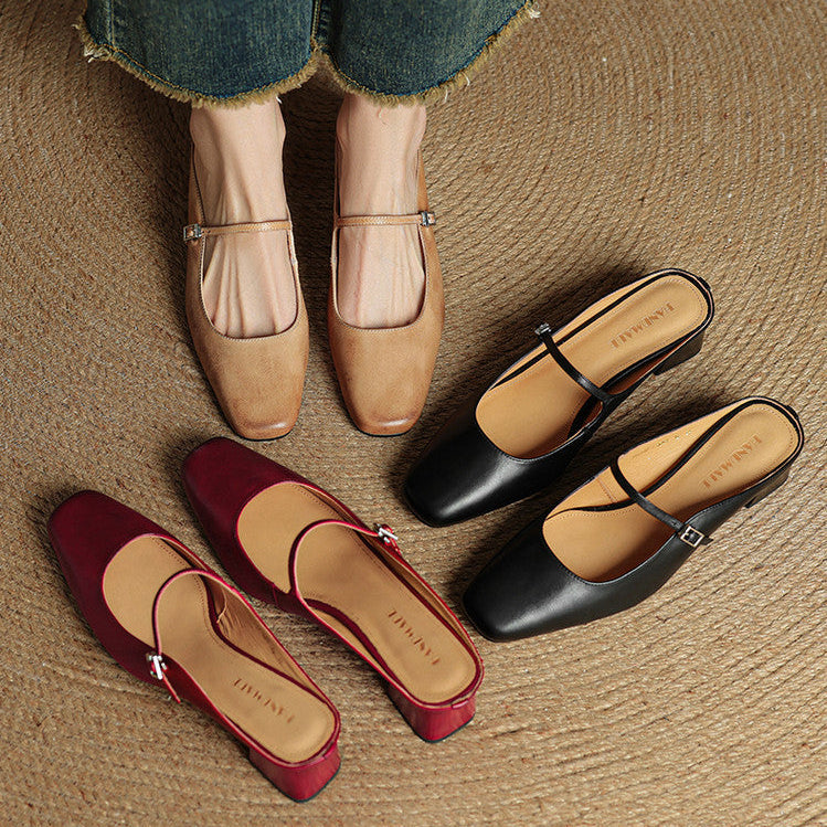Alicia – Mules en Cuir Naturel