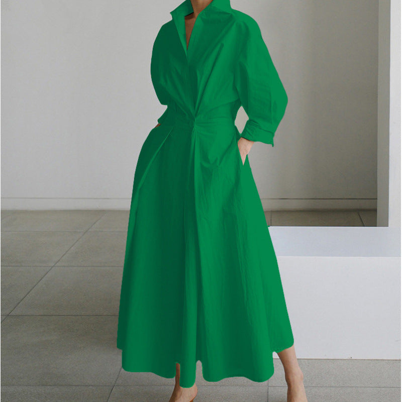 Robe Longue Portefeuille Élégante à Col - Chic et Intemporel