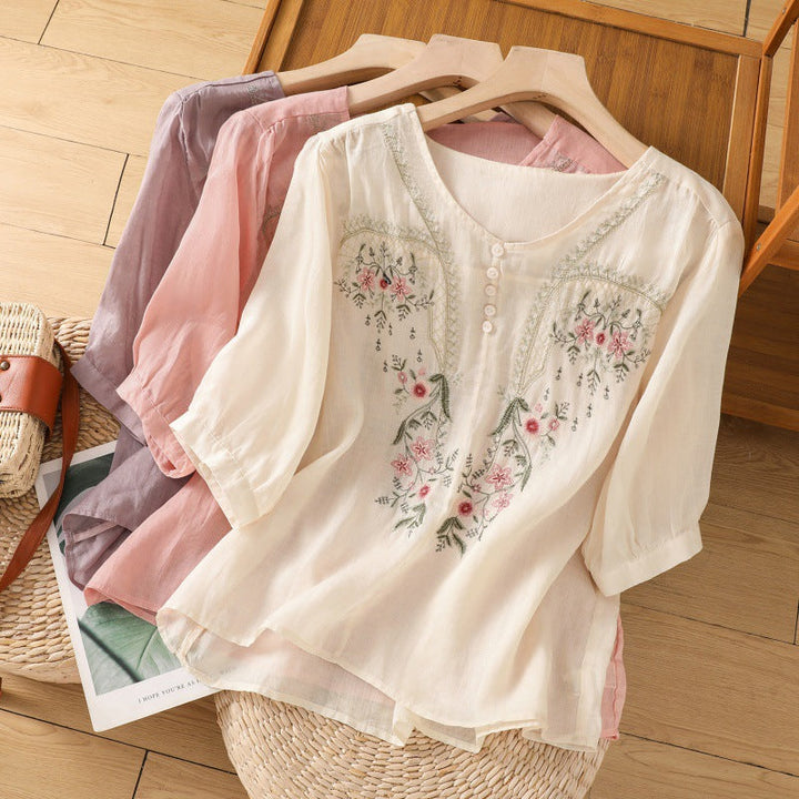 Tamsina – Blouse Détendue Brodée