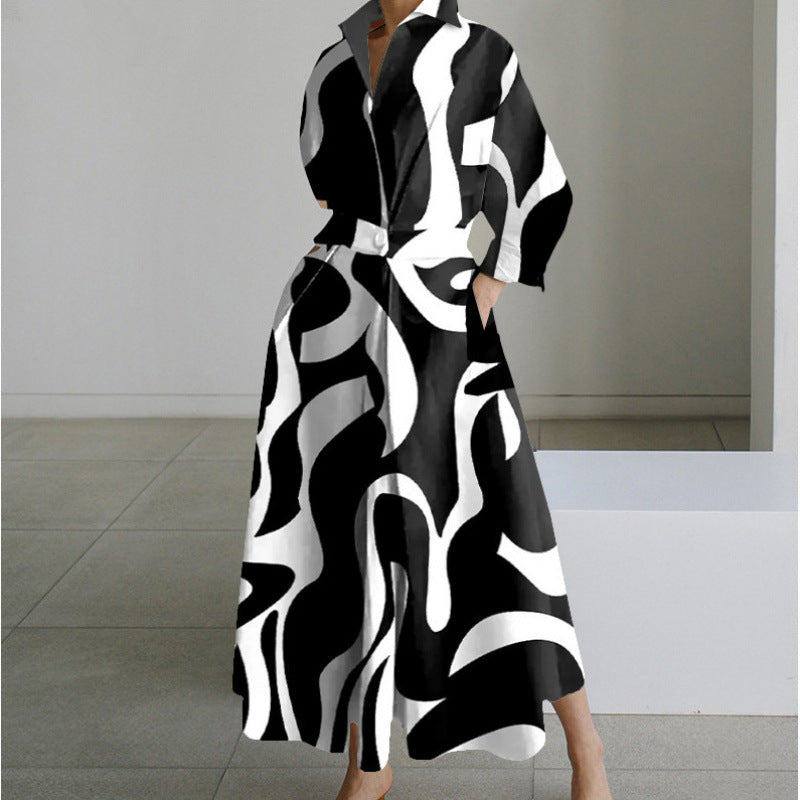 Robe Longue Portefeuille Élégante à Col - Chic et Intemporel