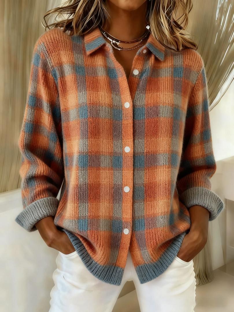 Sofia™ – Blouse à carreaux en matière de sweat à capuche chaude et douce