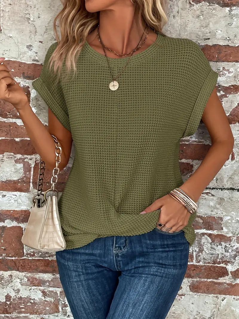 Tegan – T-shirt décontracté en tricot gaufré