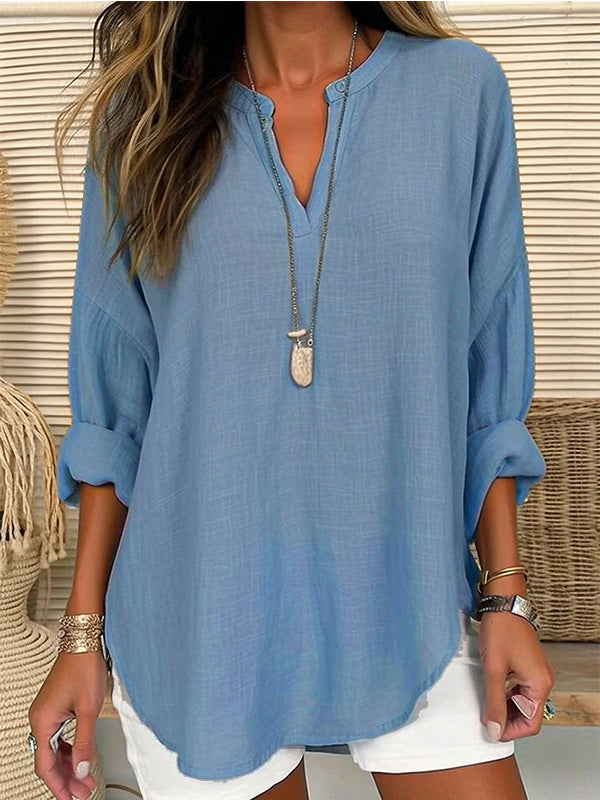 Hazel – Blouse à Col Notch Coupe Relaxée