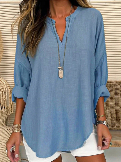 Hazel – Blouse à Col Notch Coupe Relaxée