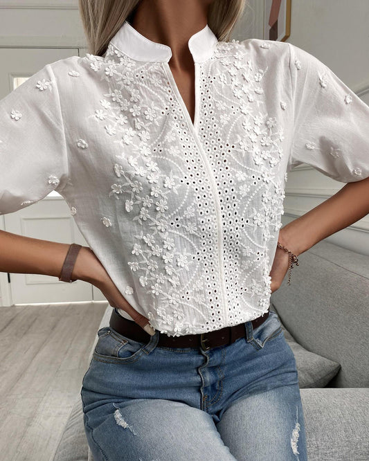 Enid | Blouse à Boutons Brodée