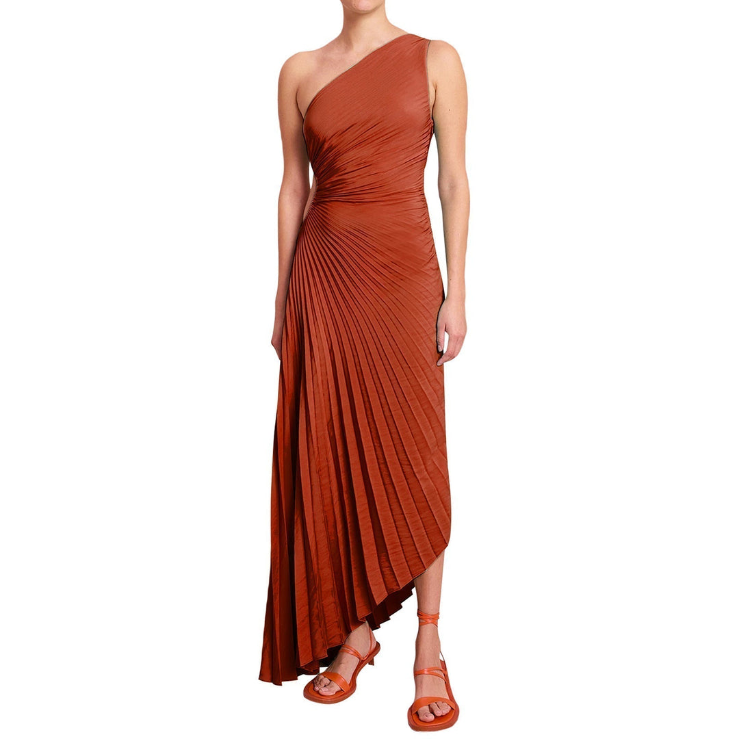 Sylviana - Robe Midi Plissée à Une Épaule