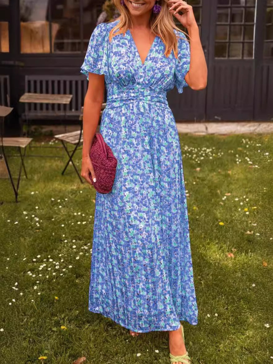 Élina – Robe longue fluide avec motifs floraux