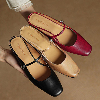 Alicia – Mules en Cuir Naturel