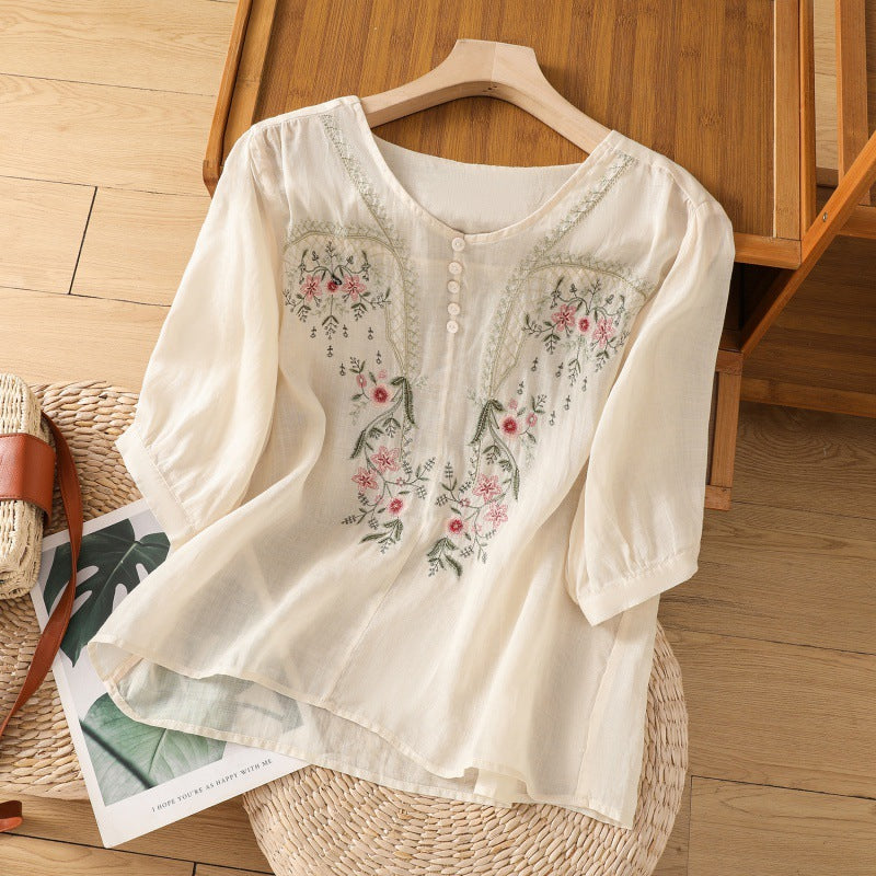 Tamsina – Blouse Détendue Brodée