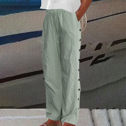 VIENNE – PANTALON AVEC ACCENTS EN BOUTONS RAYÉS