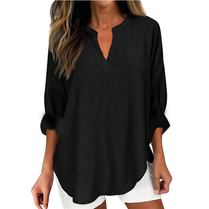 Hazel – Blouse à Col Notch Coupe Relaxée