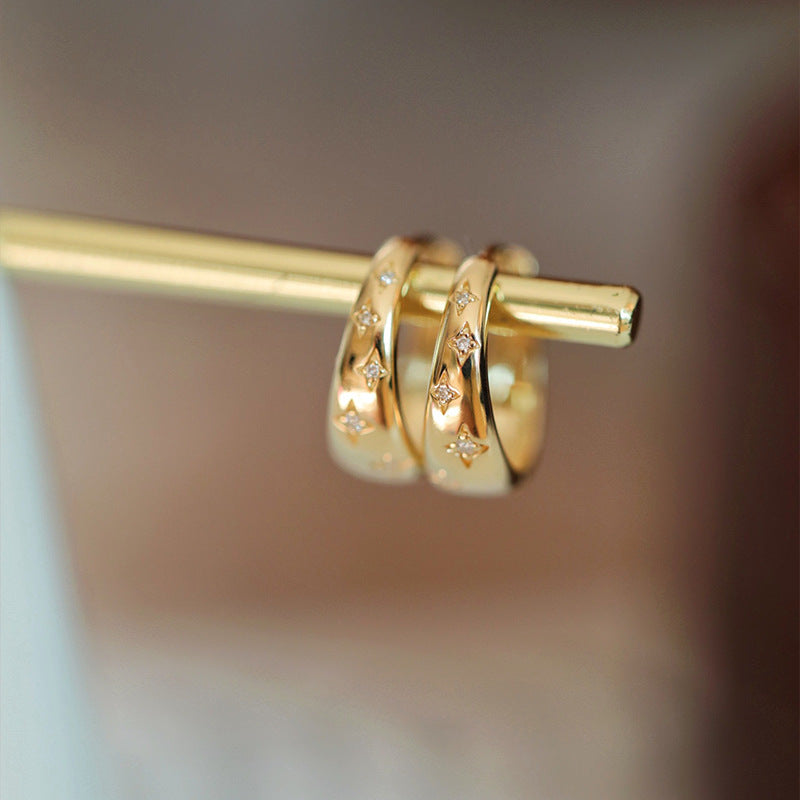 Boucles d'oreilles en or et argent de luxe