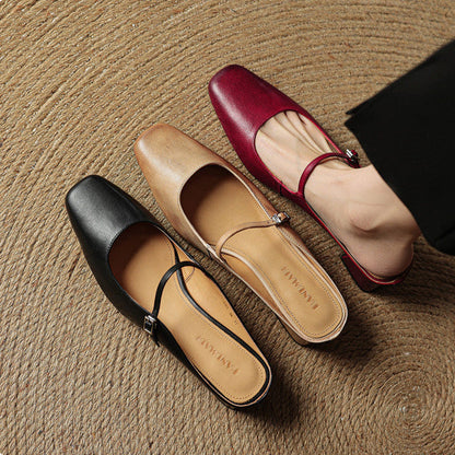 Alicia – Mules en Cuir Naturel