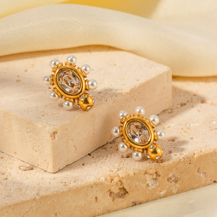 Boucles d'oreilles en perles dorées sophistiquées